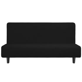 Easy-Going stretch futon slipcover armless large black check left view shows protective fit