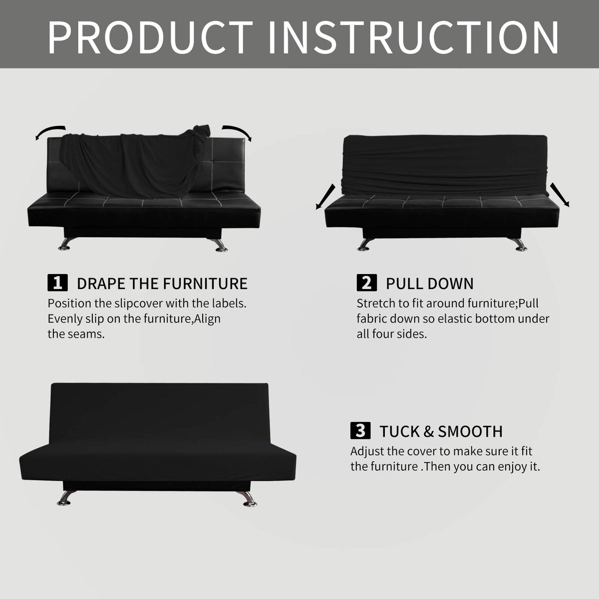 Easy-Going stretch futon slipcover small check pattern texture detail