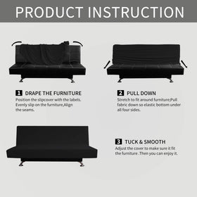 Easy-Going stretch futon slipcover small check pattern texture detail