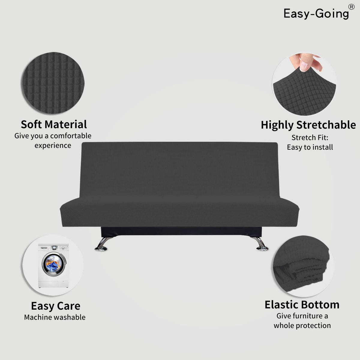 Easy-Going Stretch Futon Slipcover soft jacquard fabric adds comfort and style