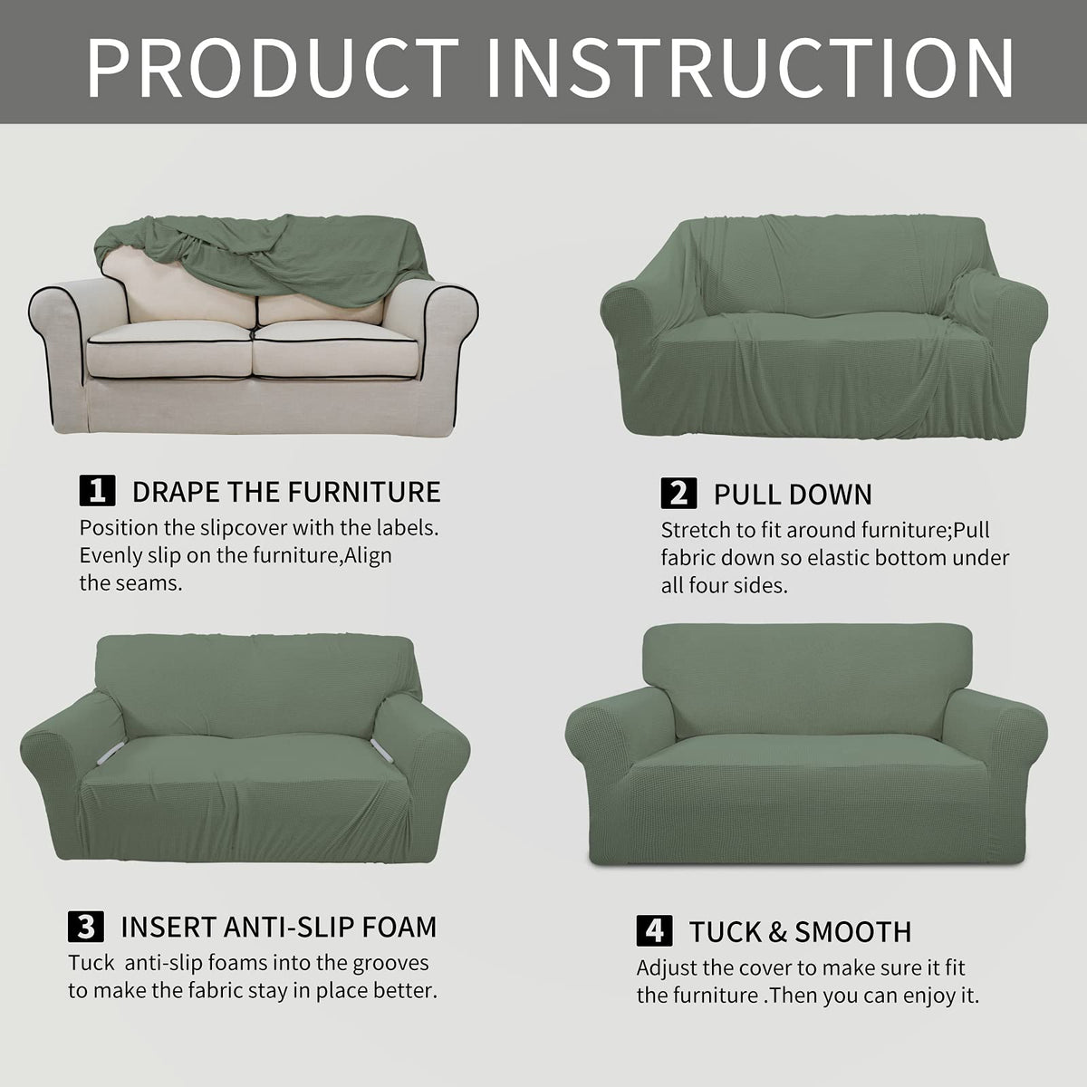 Package includes slipcover and foam anchors for secure protection