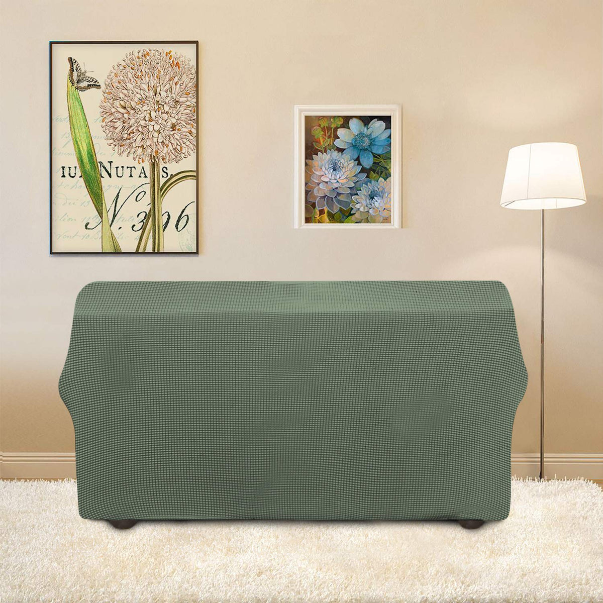 Measurement guide visual for slipcover fit on a loveseat
