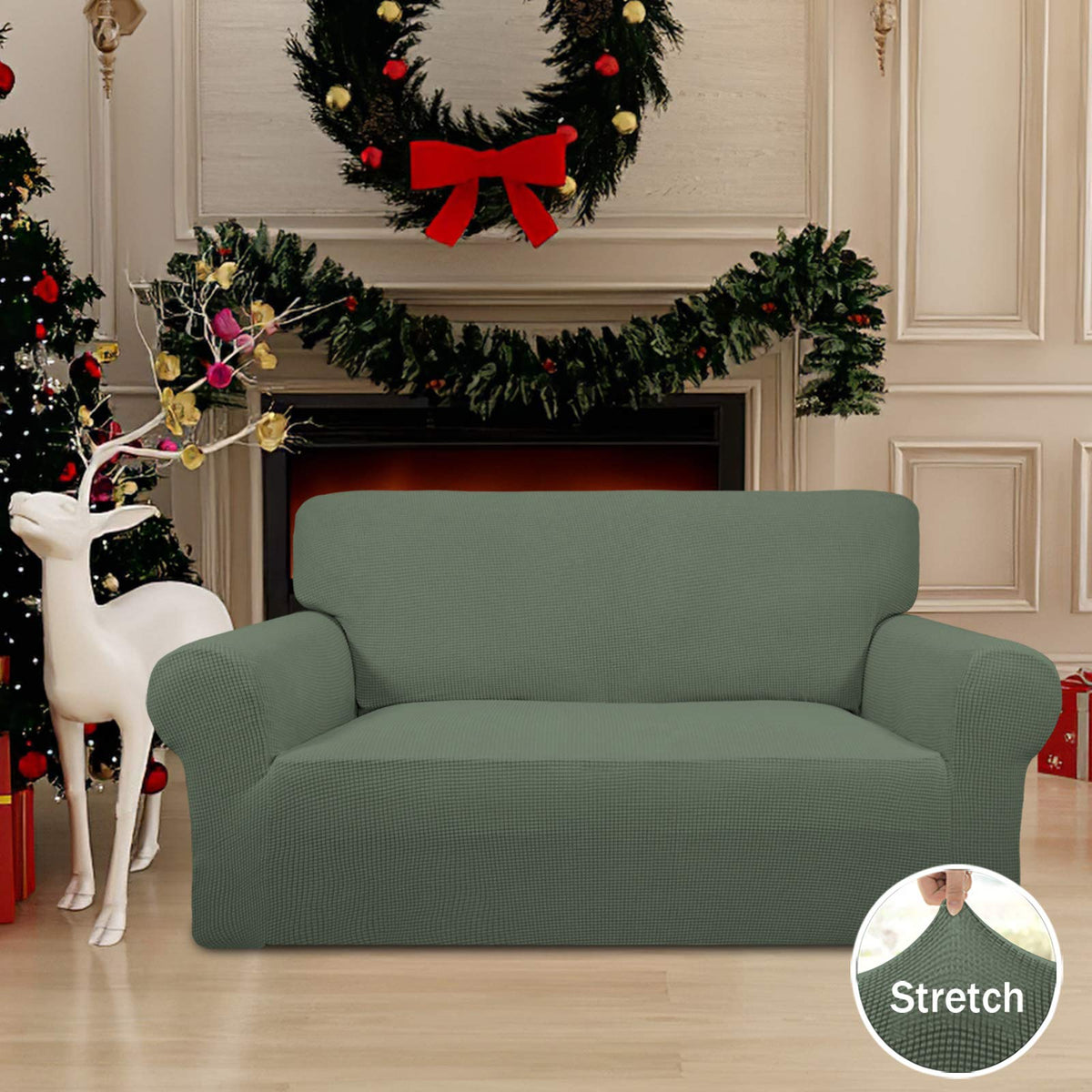 Easy-Going slipcover in jacquard fabric texture highlighting soft material