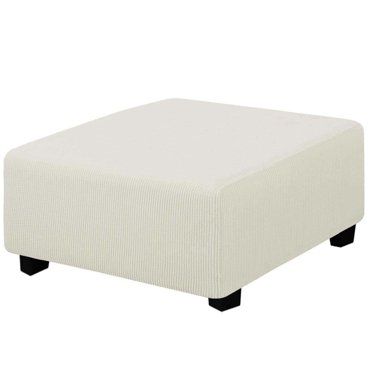 Easy-Going stretch ottoman cover fabric close-up shows soft, snug fit.