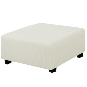 Easy-Going stretch ottoman cover fabric close-up shows soft, snug fit.