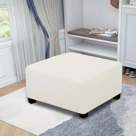 Easy-Going ottoman cover cream complete setup demonstrates refreshed look.