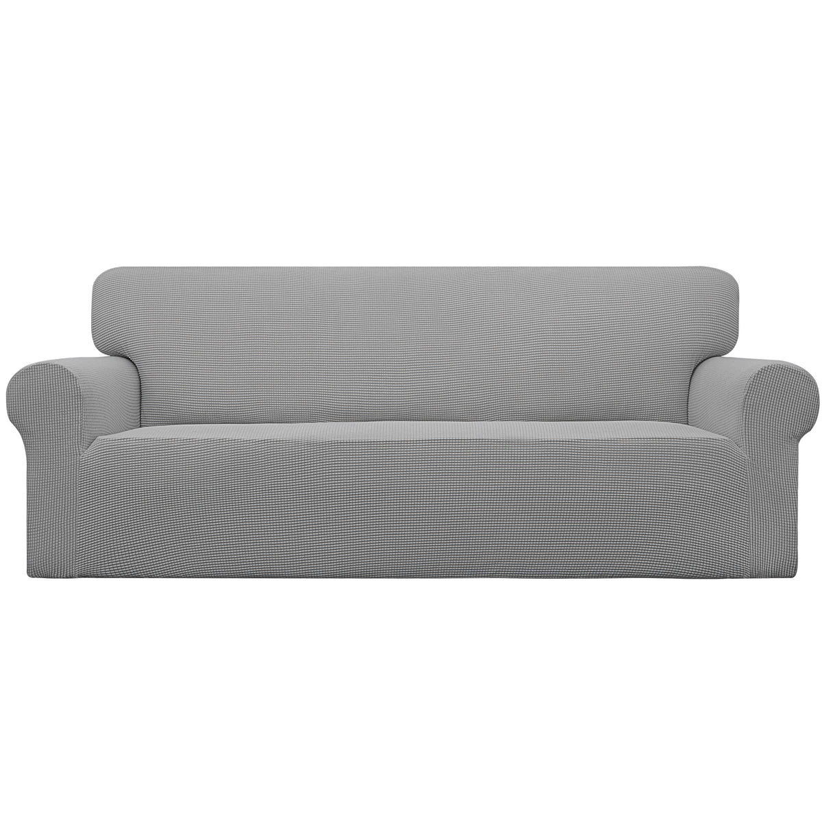 Easy-Going stretch sofa slipcover with elastic bottom for secure fit.