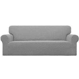 Easy-Going stretch sofa slipcover with elastic bottom for secure fit.