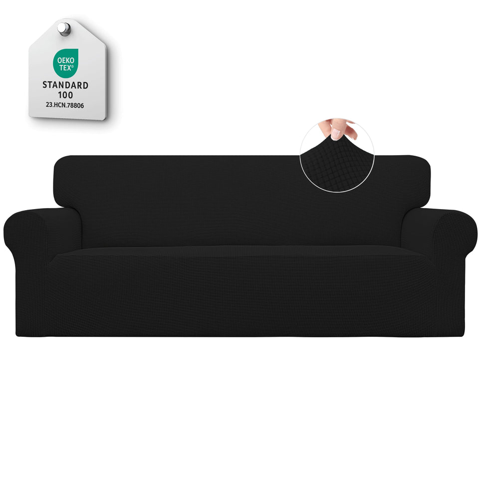 Easy-Going stretch sofa slipcover closeup of soft jacquard fabric