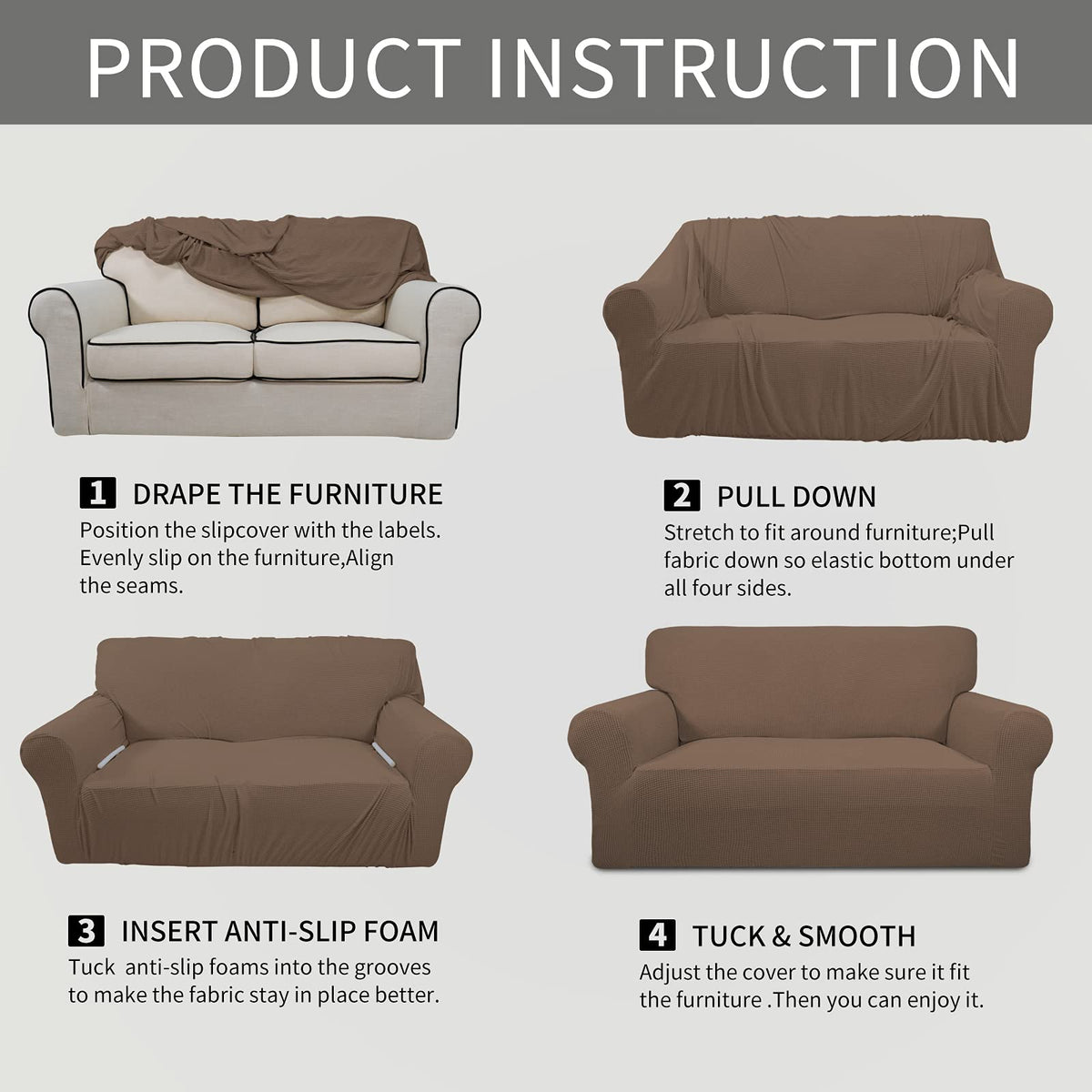 Easy-Going fits sofas from 60 to 81 inches.