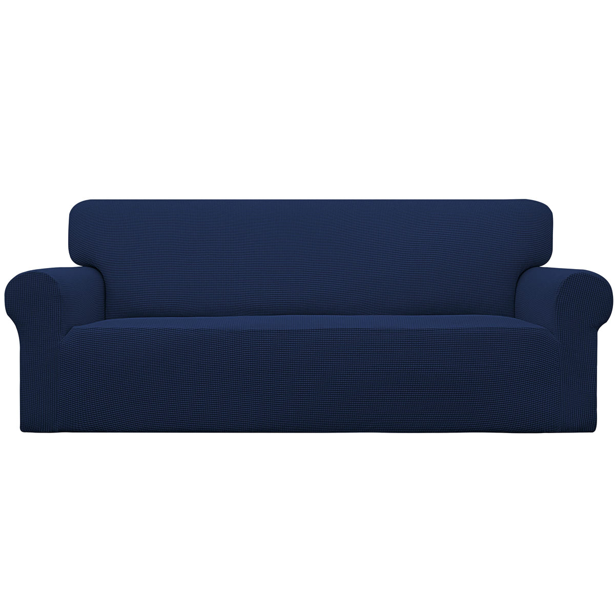 Easy-Going stretch sofa slipcover in navy protects and refreshes your sofa.