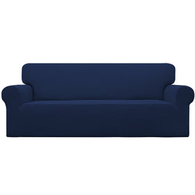 Easy-Going stretch sofa slipcover in navy protects and refreshes your sofa.