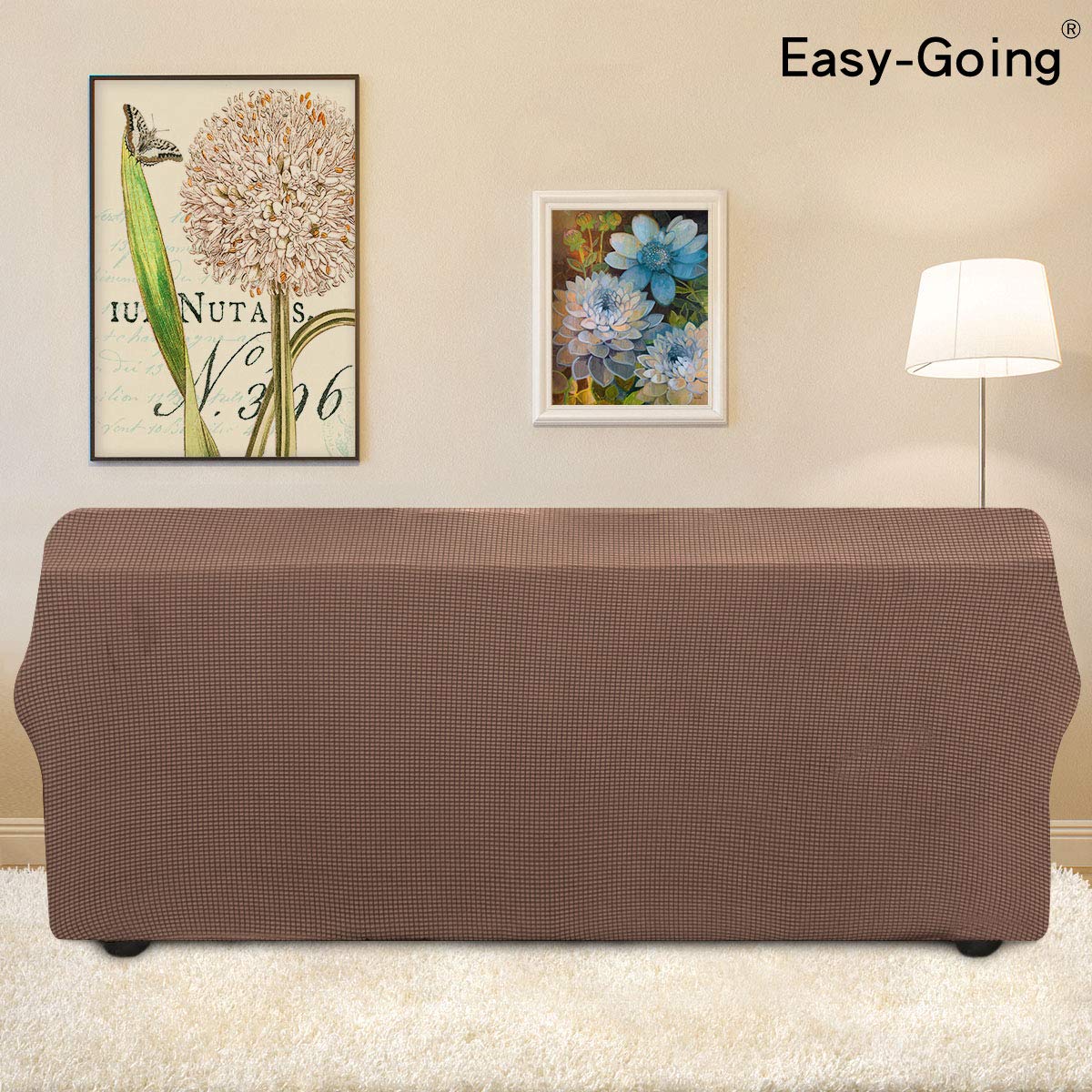 Easy-Going slipcover with non-slip foam anchors stays in place.