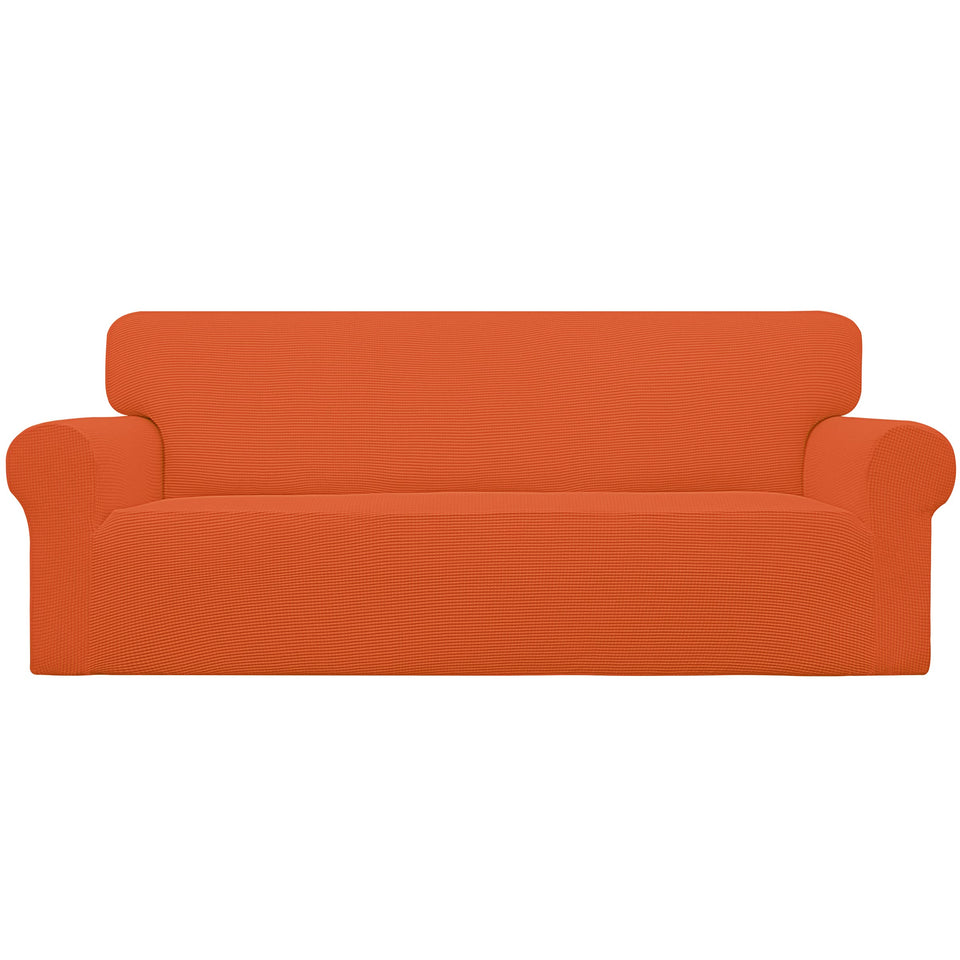 Easy-Going stretch sofa slipcover one-piece provides quick full coverage for a lived-in couch.