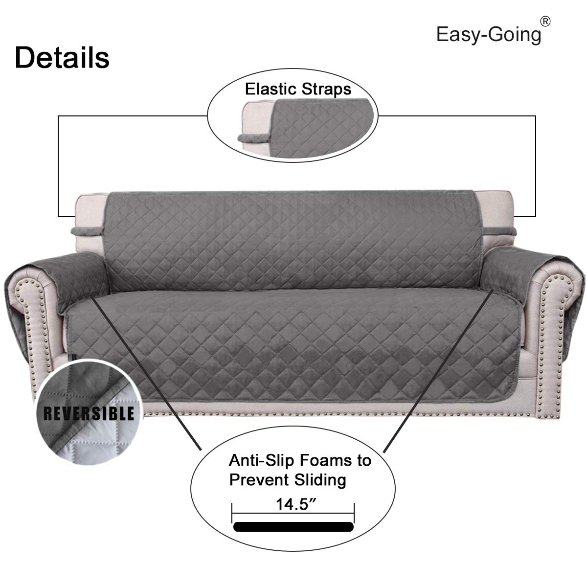 Easy-Going water-resistant 3-layer quilted fabric shields upholstery during daily use.