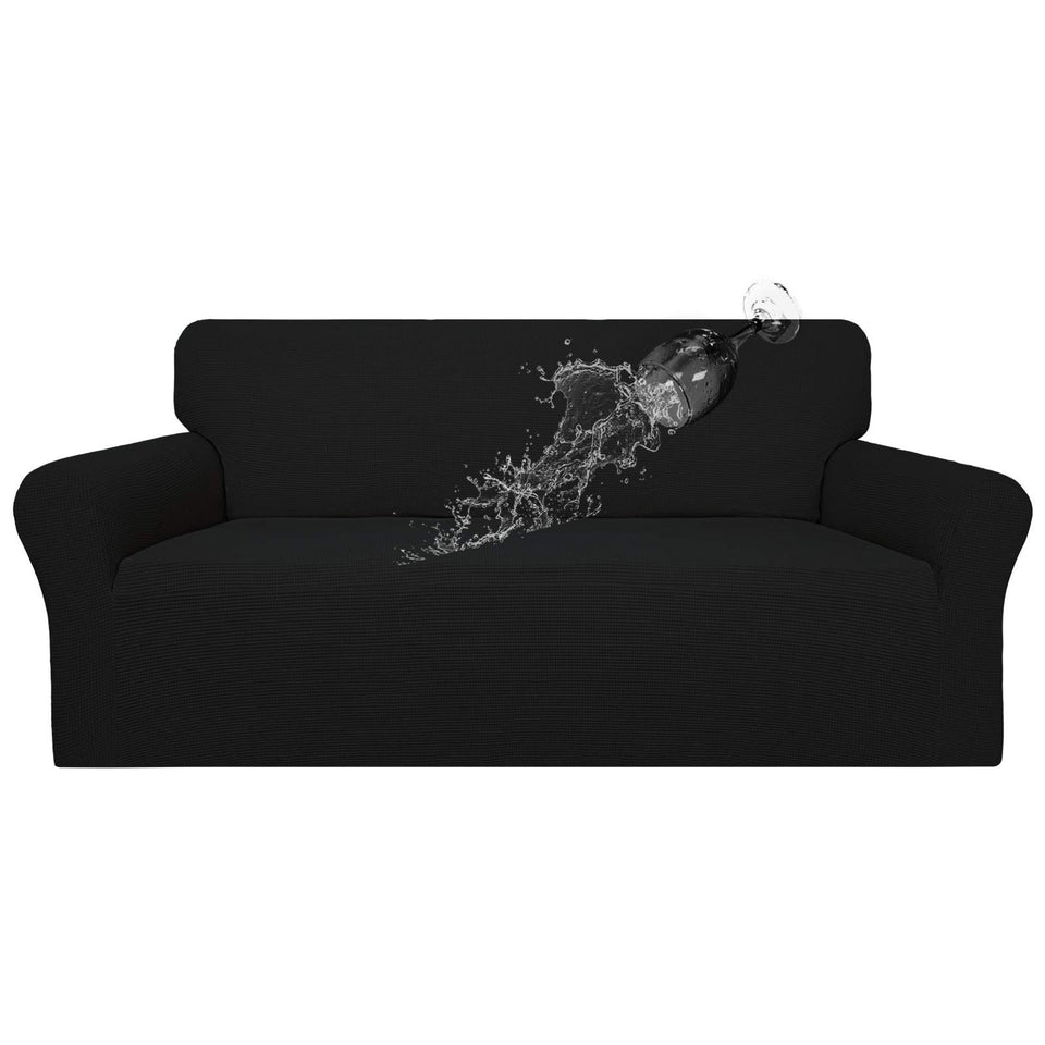 Easy-Going waterproof dual couch cover showing leakproof protection for busy living rooms