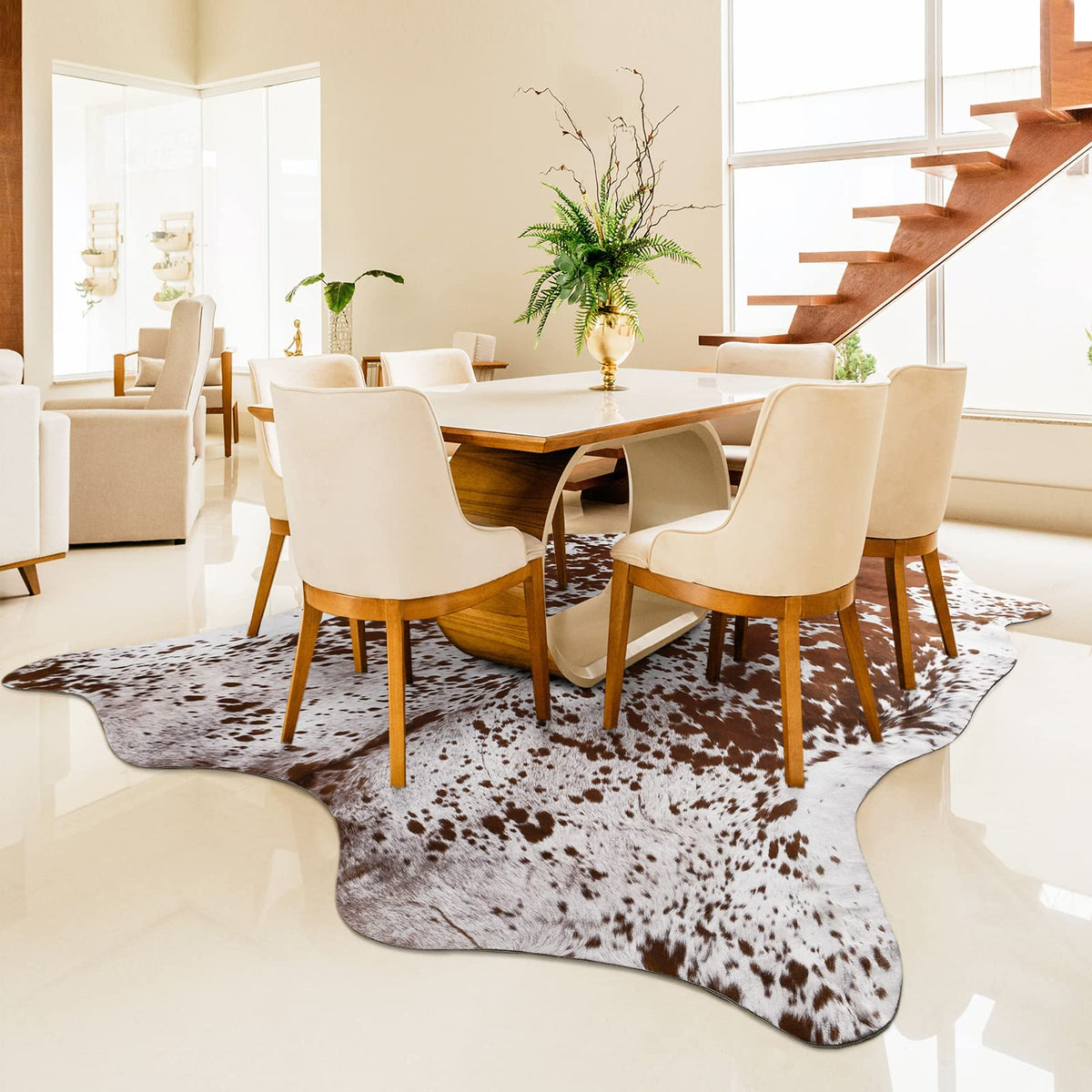 Easycozy cowhide rug with 5mm thick elastic layer delivers cloud-soft comfort.