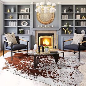 Easycozy cowhide rug demonstrates crease recovery for quick setup after unrolling.