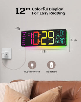 EASYERA 12-inch clock wall-mount view shows sleek decor integration.