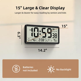 EasyERA 15'' digital display showing jumbo digits for quick time checks