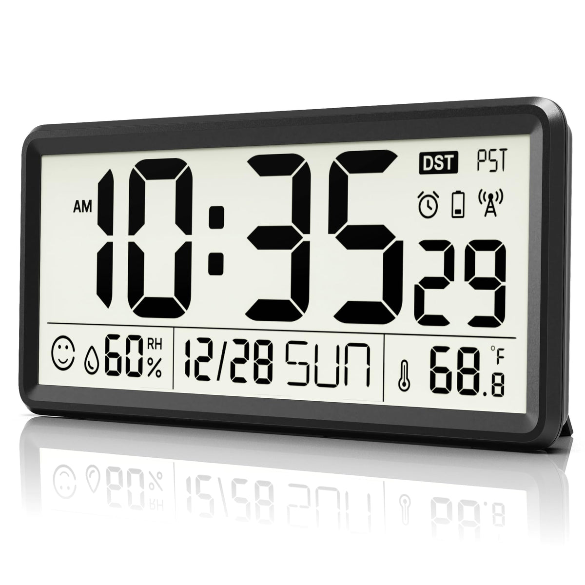 EasyERA 15'' wall clock front view with clear, oversized digits for easy visibility