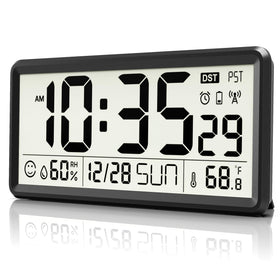 EasyERA 15'' wall clock front view with clear, oversized digits for easy visibility