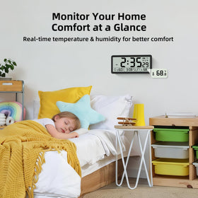EasyERA 15'' clock displaying indoor temperature and humidity in real time