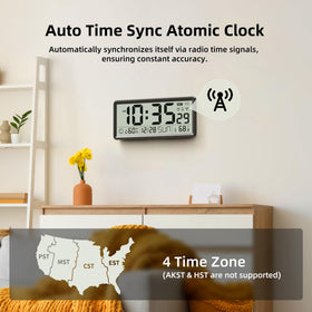EasyERA 15'' clock uses atomic radio control with WWVB for accurate time