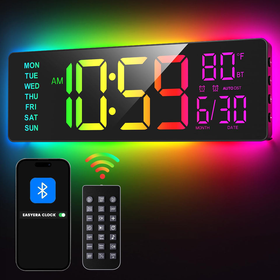 EasyEra 16.5-inch clock display with oversized digits for crystal-clear visibility.