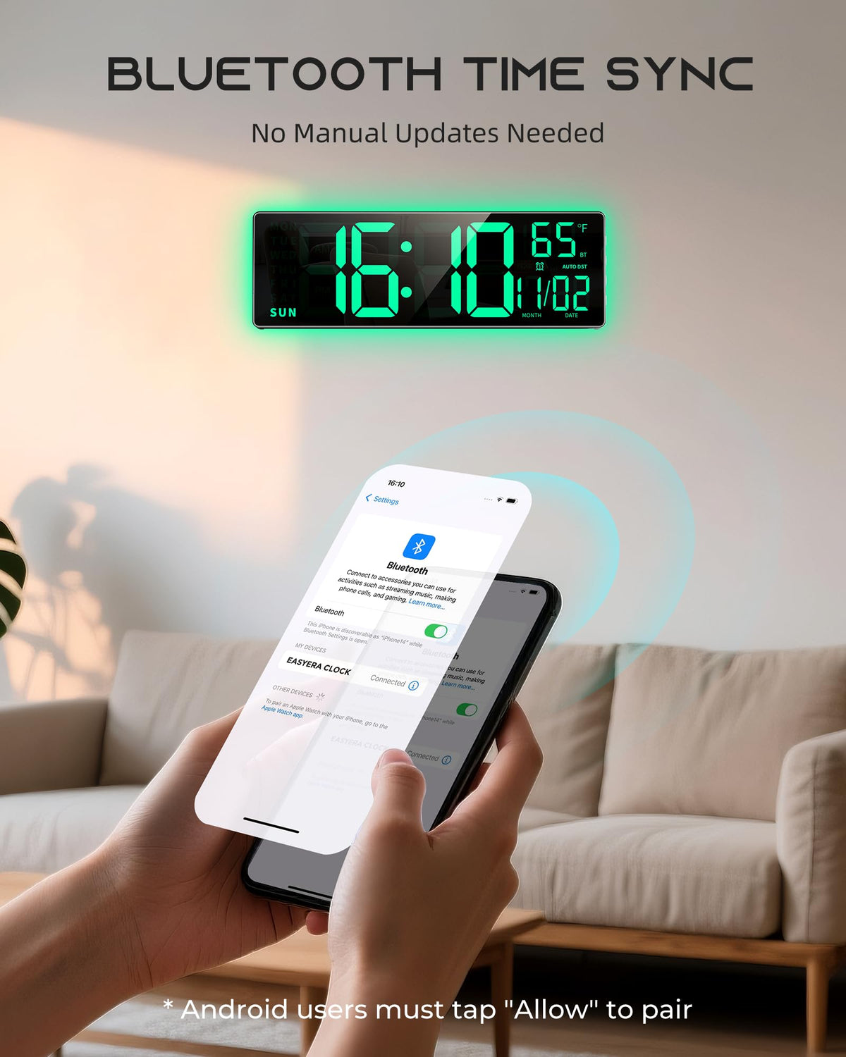 EasyERA clock mounted on wall or placed on desk for flexible installation