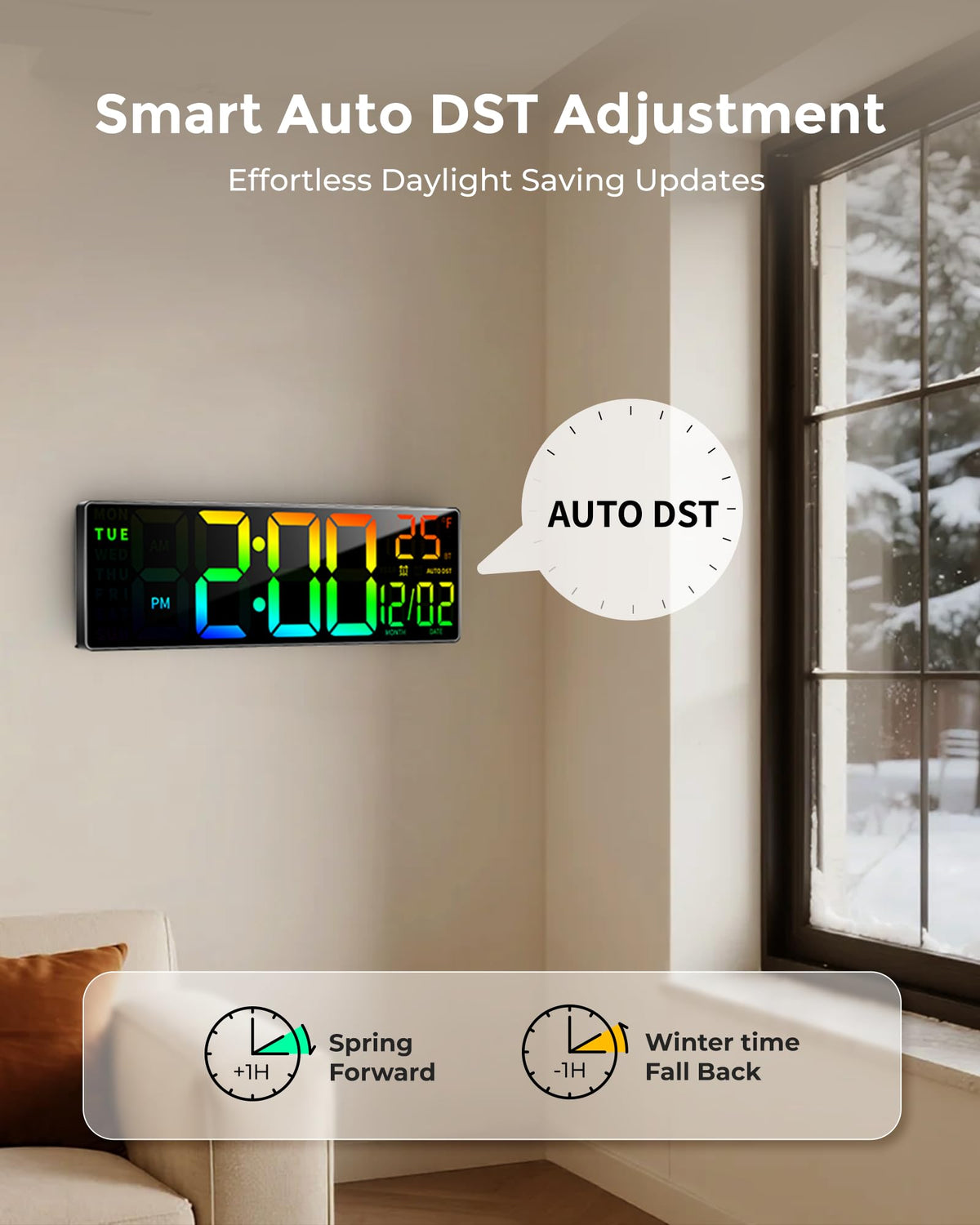 EasyEra dual alarms help manage wake times and routines.