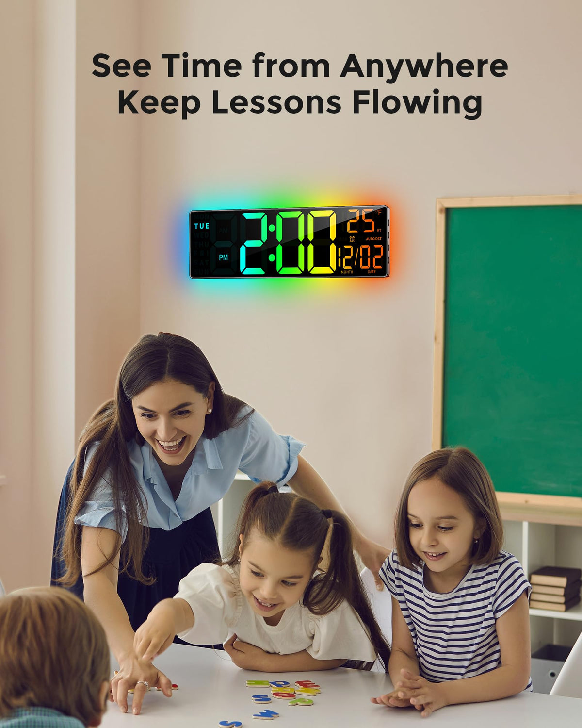 EasyEra oversized digits improve readability in classrooms and for seniors.