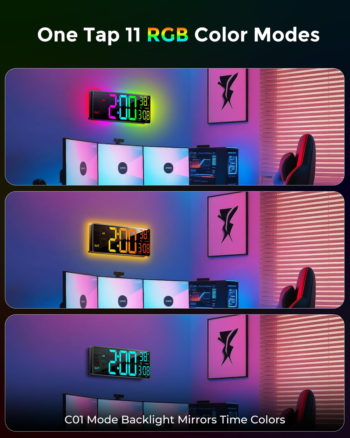EasyEra ambient lighting enhances room mood during gaming or relaxing.
