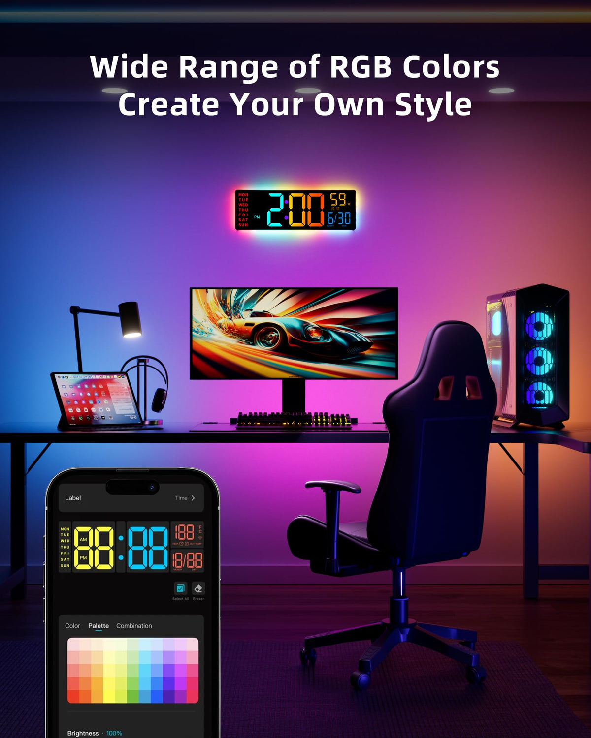 EasyEra app control interface showing time and lighting settings for daily routines.