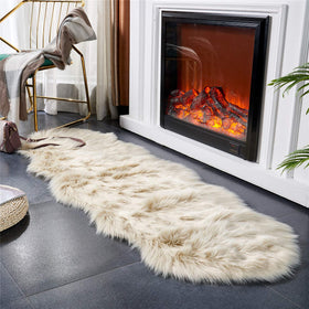 EasyJoy sheepskin rug for bedroom or living room with plush warmth.
