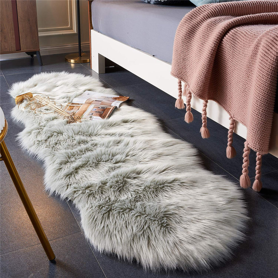 EasyJoy Ultra Soft Fluffy Rug light grey top view showing plush comfort