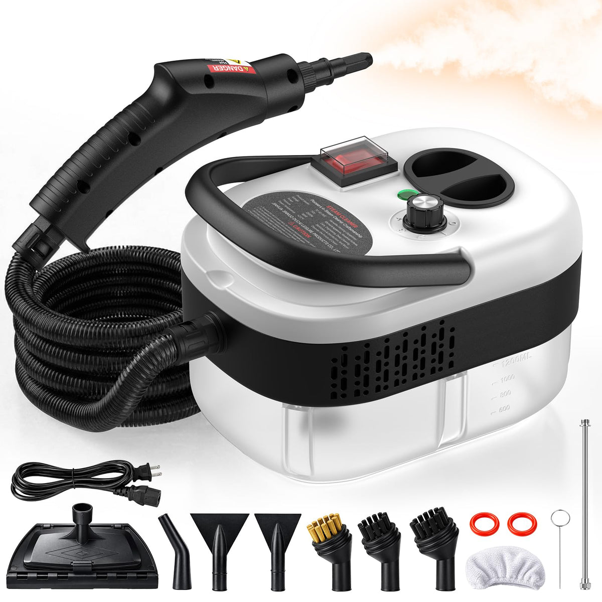 EasyWox 2500W handheld steam cleaner top view for quick chemical-free cleaning.
