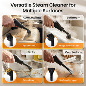 EasyWox high-pressure nozzle and window scraper tackling grime and glass.