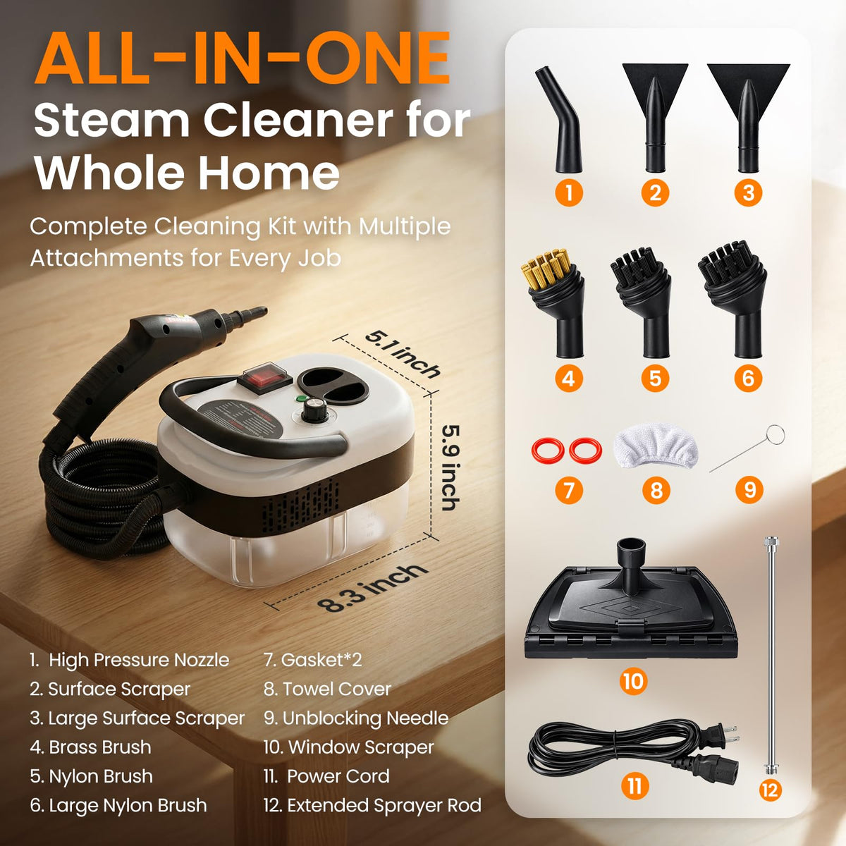 EasyWox lightweight steamer with ergonomic handle for easy maneuvering.
