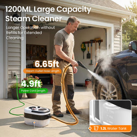 EasyWox portable car detailing steamer in use for interior refresh.