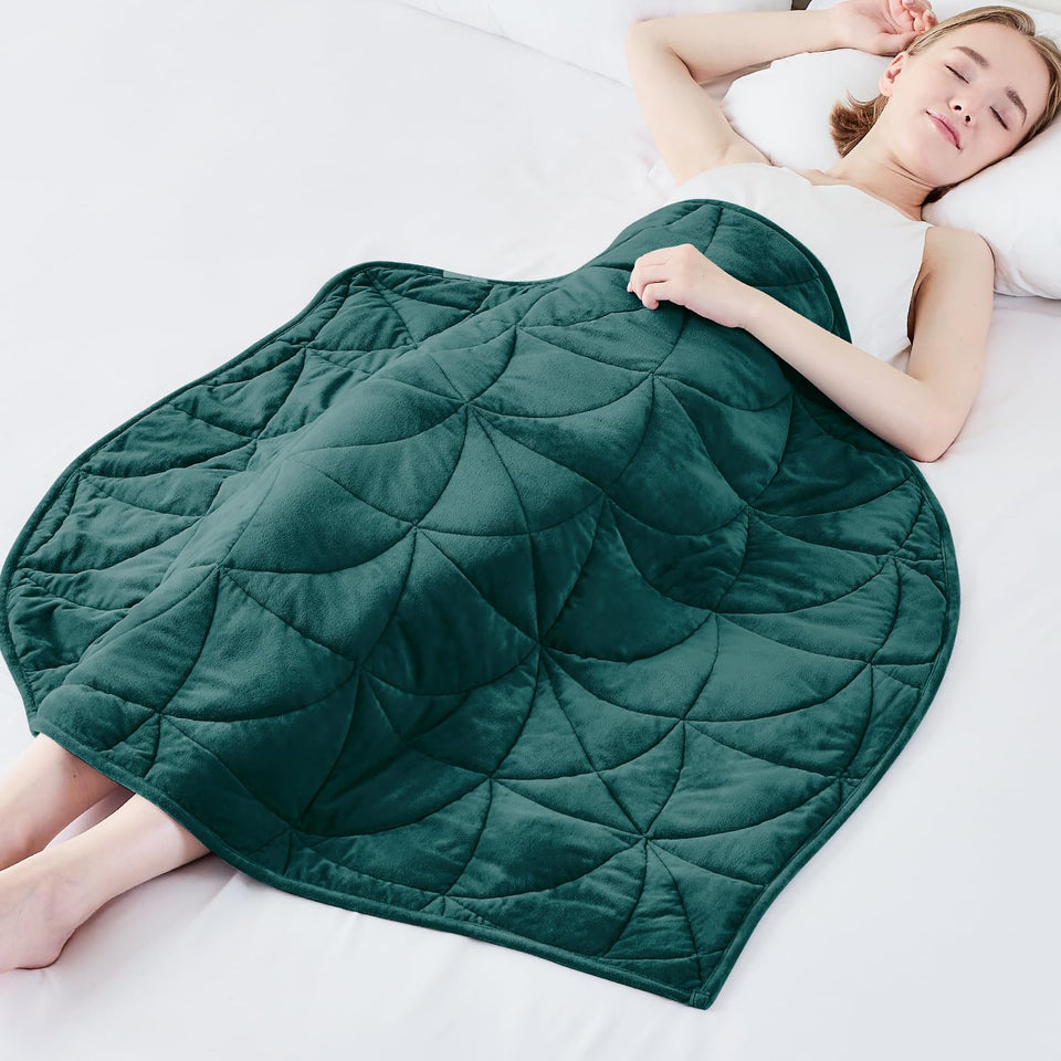 Eazfy Pro leaf-design weighted blanket shown on a couch for cozy decor