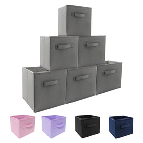 EBIGIC collapsible storage bins in grey, six-pack, ideal for closet organization.