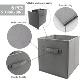 EBIGIC cube storage bin folded flat for compact storage in grey.