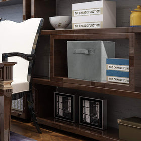 EBIGIC storage bin in a closet setup, grey tone blending with decor.