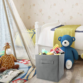 EBIGIC six-pack storage bins in laundry room for sorting and stacking.