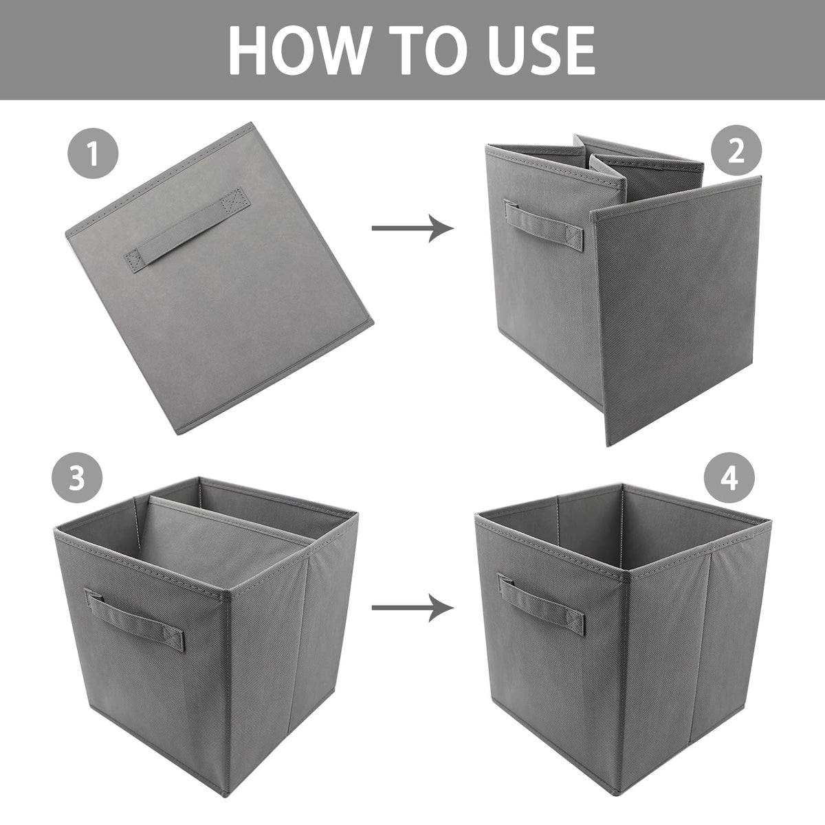 EBIGIC storage bin with reinforced handles in grey for easy transport.