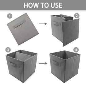 EBIGIC storage bin with reinforced handles in grey for easy transport.