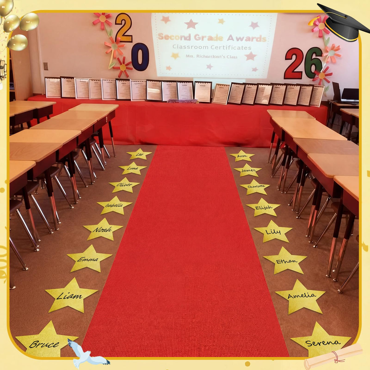 EBOOT durable red carpet material withstands repeated use.