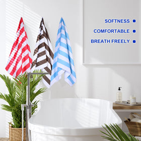 EBOOT poolside towel setup demonstrates versatile beach towel as a lounge mat.