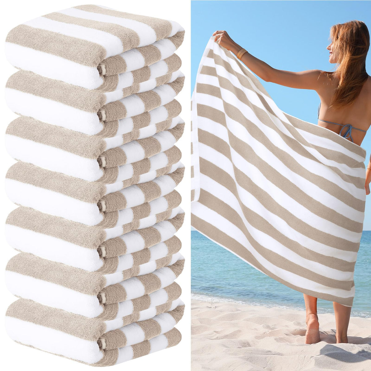 EBOOT Turkish cotton towels seven pack poolside drying